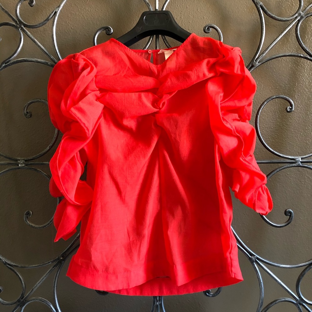 H&M Sheer Red Blouse